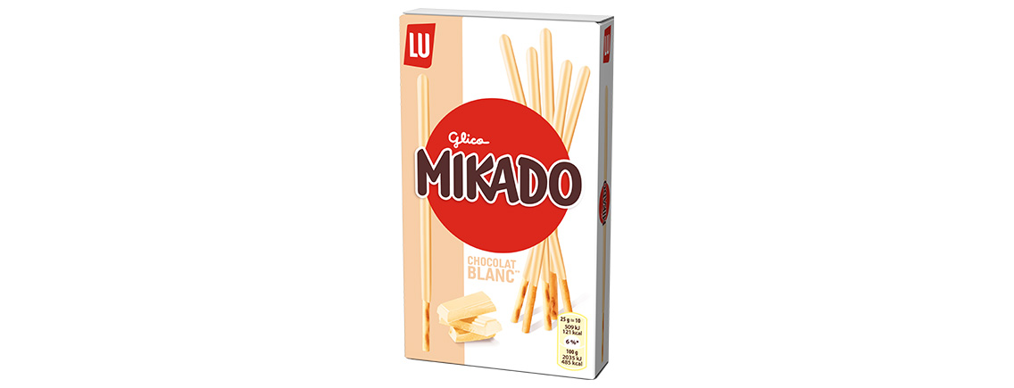 Un pack de Mikado Chocolat Blanc