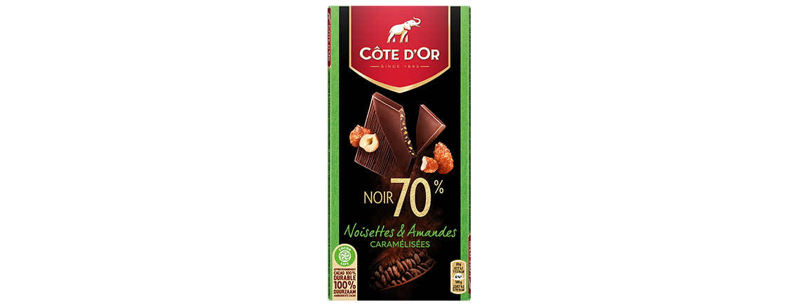 70% noisettes et amandes caramélisées