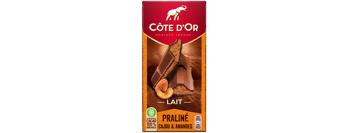 Tablette Côte d’Or Lait Praliné Cajou & Amandes