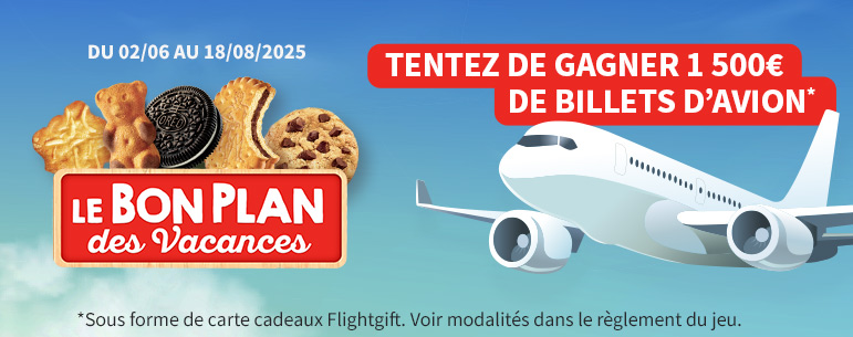 un avion et des biscuits Lu pour le départ en vacances desk