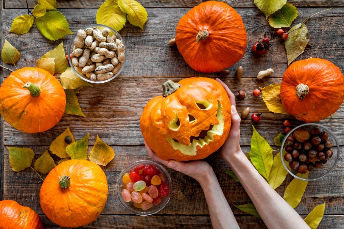 Une citrouille creusée pour Halloween