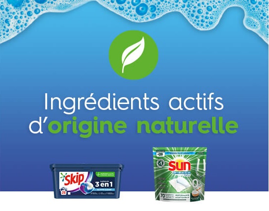 Skip et Sun ingrédients d'origine naturelle