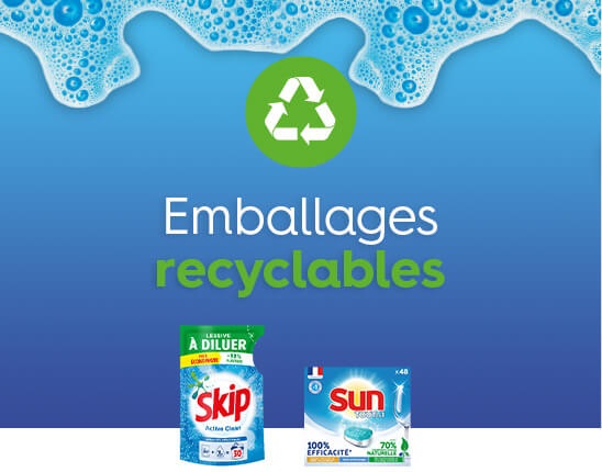 Skip et Sun emballages recyclables