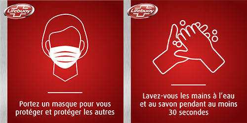 Gestes barrières Lifebuoy masque lavage des mains