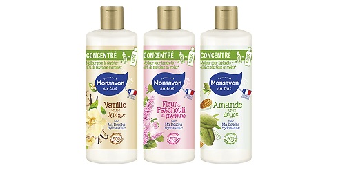 Monsavon gel douche concentré 3 parfums Vanille Amande Patchouli