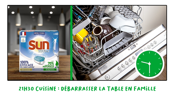 21h30 – Cuisine : Débarrasser la table en famille