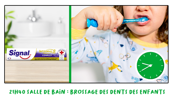 21h40 –  Salle de bain : brossage des dents des enfants  