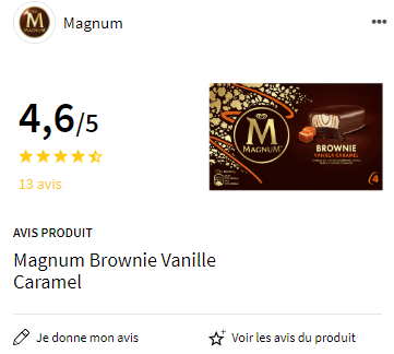 Glace Magnum brownie vanille caramel