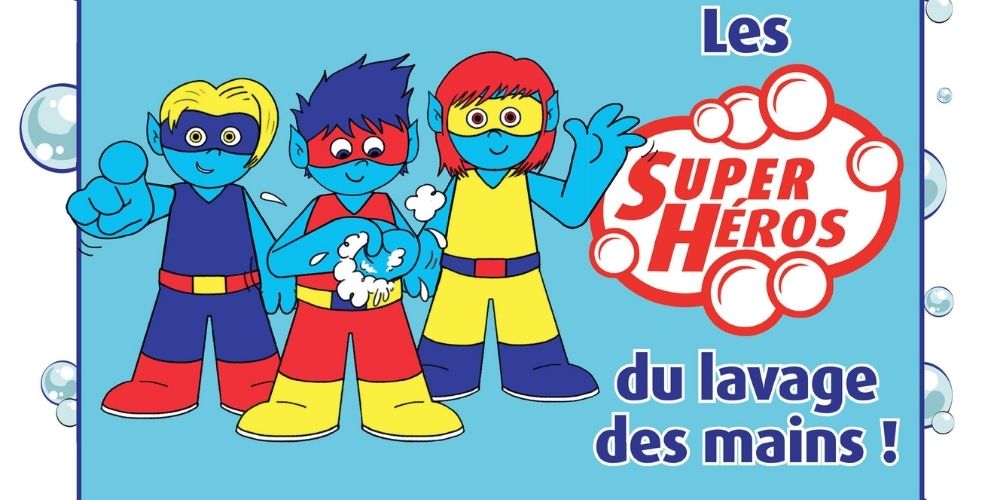 Super-héros lavage des mains apprendre aux enfants