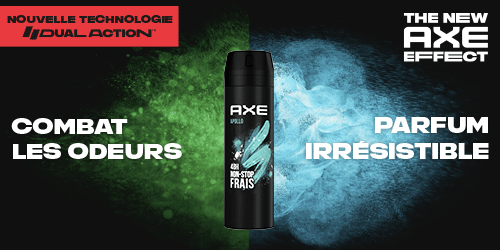 AXE déodorant nouvelle technologie anti-odeur + parfum