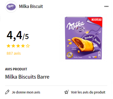 milka biscuit barre