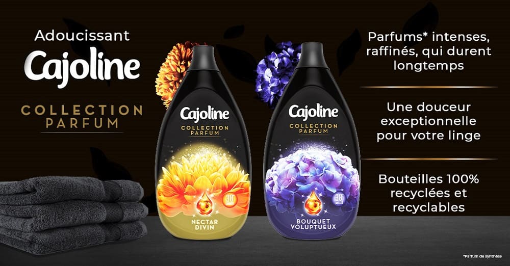 Cajoline assouplissant collection parfum pour une douceur exceptionnelle et des parfums qui durent longtemps