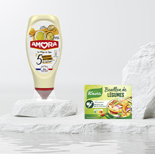Amora Mayonnaise 5 ingrédients et Knorr bouillon de légumes nutriscore B