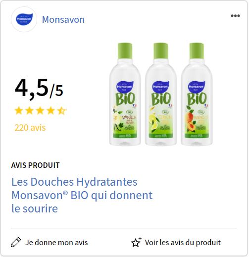 monsavon gel douche hydratant