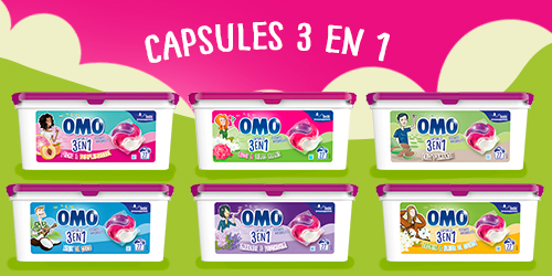 OMO lessive en capsules 3en1 la dose parfaite pour une propreté éclatante et un parfum longue durée