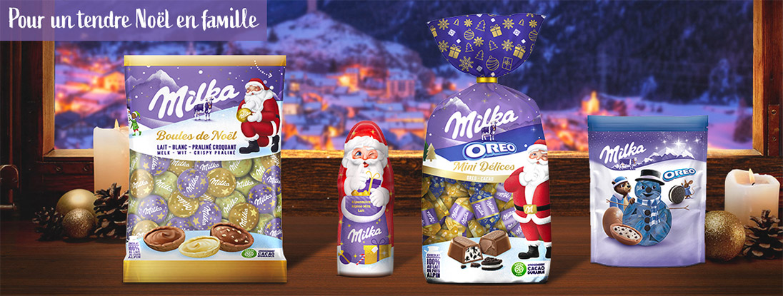 MILKA Assortiment de boules de noël en chocolat