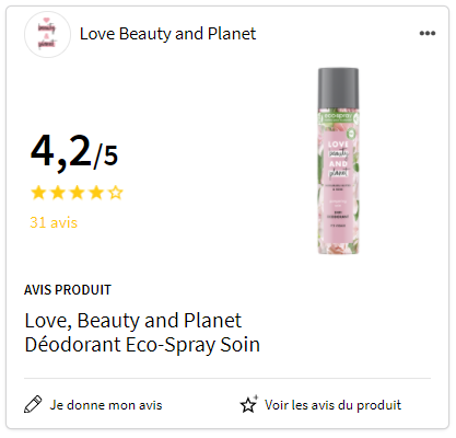 Avis eco-spray love beauty and planet