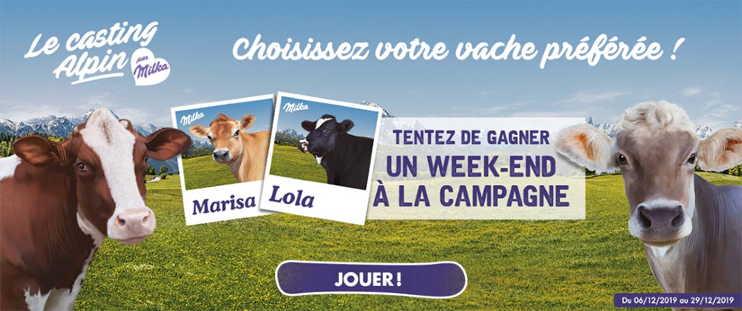 jeu milka vaches pâturages choisissez votre vache préférée et tentez de gagner un week-end à la campagne