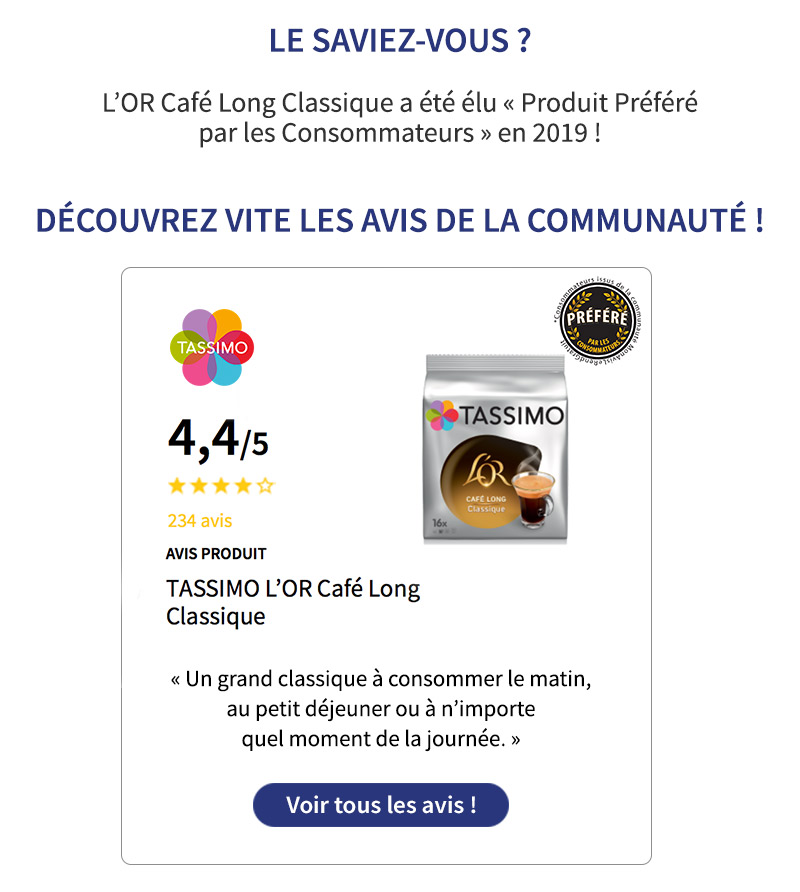 21 dosettes Café Long Classique Tassimo