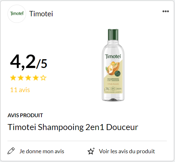 Avis consommateurs shampooing Timotei Douceur 2 en 1