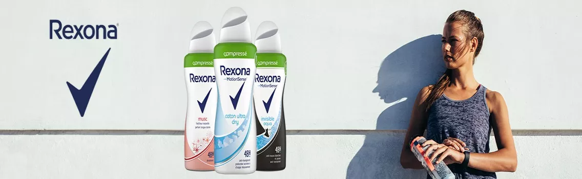 Rexona déodorant anti-transpirant femme protection efficacité sport
