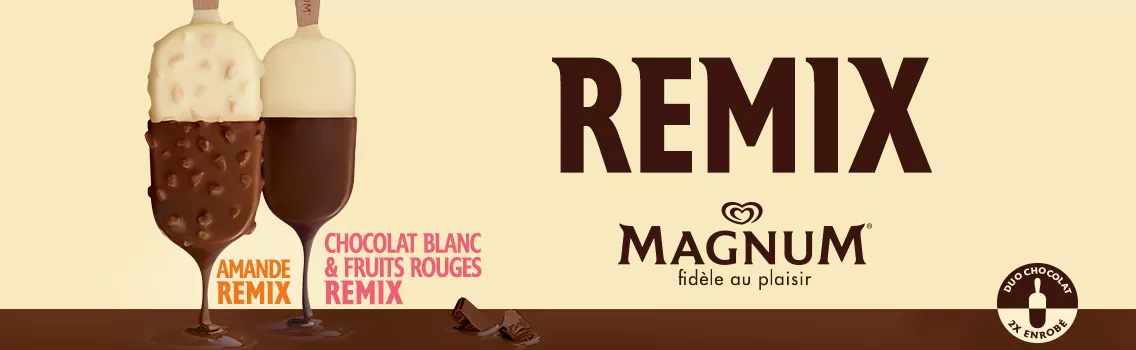 Nouveau Glaces Magnum Remix Amande, Chocolat Blanc et Fruits Rouges