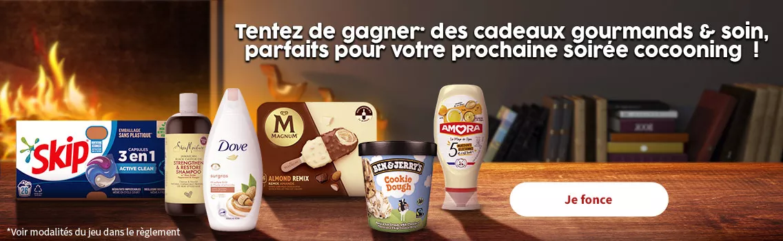  Skip, SheaMoisture, Dove, Magnum, Ben & Jerry's, Amora, Soirée coocooning, Gourmand, Soins, Jeu, Cadeaux