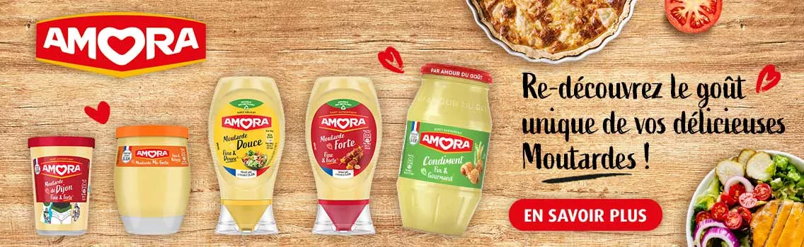 Gamme Moutarde de Dijon Amora® Forte, Fine et Forte, Douce, Condiment, France, française