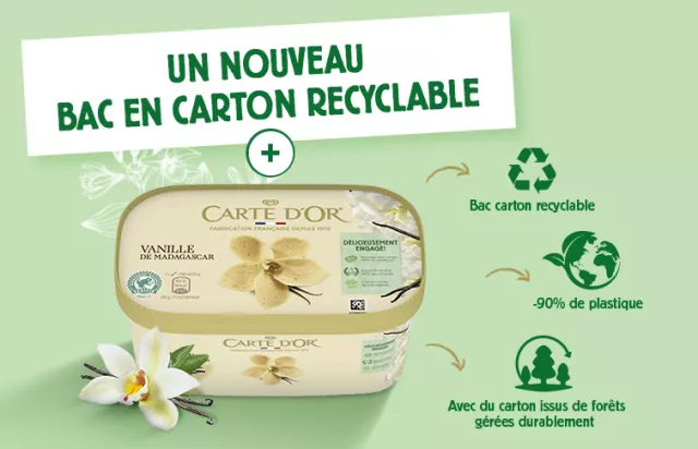 Carte d'Or crème glacée bac carton recyclable