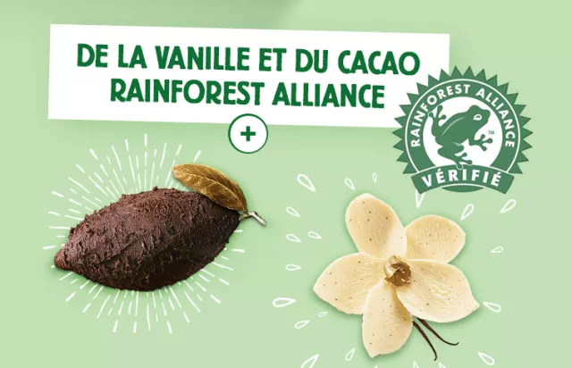 Carte d'Or crème glacée vanille cacao agriculture durable