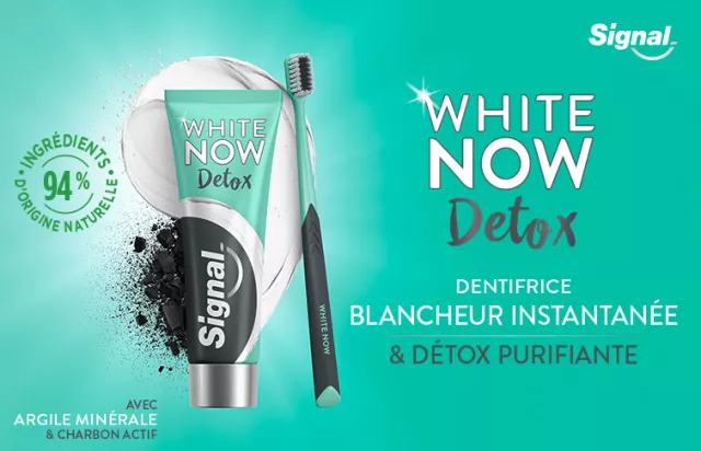 Signal White Now Detox dentifrice blancheur détox purifiante argile minérale charbon actif ingrédients naturels