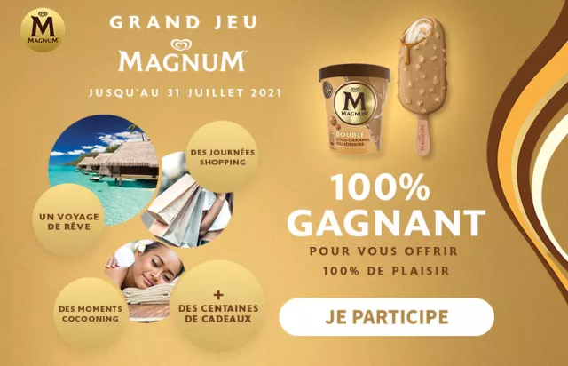 Magnum jeu 100% gagnant voyage cadeaux glace Gold Billionaire nouveau gourmand plaisir