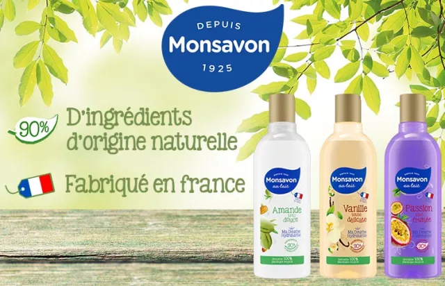 Monsavon gels douche et savons fabriqués en France
