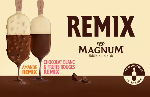 Nouveau Glaces Magnum Remix Amande, Chocolat Blanc et Fruits Rouges