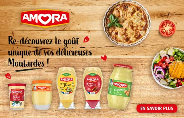 Gamme Moutarde de Dijon Amora® Forte, Fine et Forte, Douce, Condiment, France, française