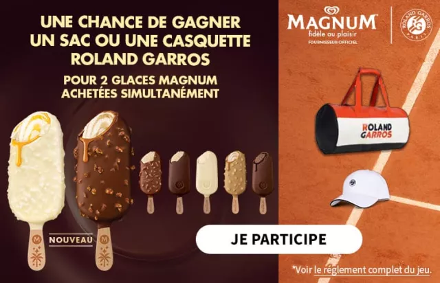 Grand jeu Magnum pour gagner des casquettes et sacs  Roland Garros