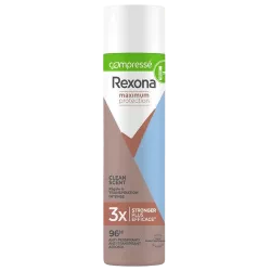 Rexona, déodorant anti-transpirant femme, Clean Scent, compressé, Maximum Protection, 3x plus efficace, efficacité 96h.