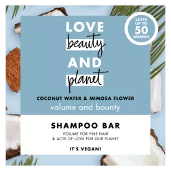 shampooing solide Love Beauty and Planet eau de coco mimosa hydratant volume cheveux
