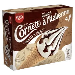 Cornetto Glace à l'Italienne Vanille & Chocolat cône soft crémeux onctueux
