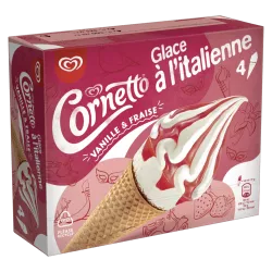 Cornetto Glace à l'Italienne Vanille & Fraise cône soft crémeux onctueux