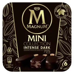 Magnum Mini Dark Intense chocolat noir 70% glace vanille petit nouveau bâtonnet