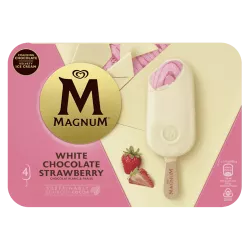 Magnum Chocolat Blanc & Fraise glace croquant chocolat plaisir vanille bâtonnet