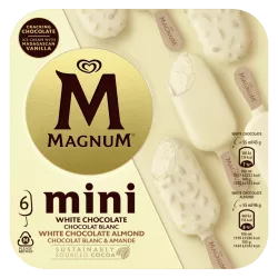 Magnum Mini Chocolat Blanc Chocolat Blanc Amande glace bâtonnet croquant plaisir vanille 