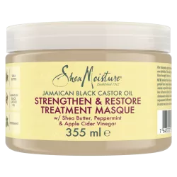 SheaMoisture Masque Fortifiant et Restaurateur à l'huile de ricin noir de Jamaïque et beurre de karité, traitement pour cheveux secs et abîmés 355ml