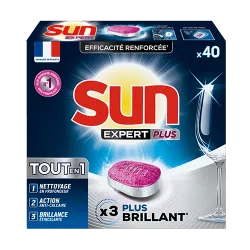 Tablettes Lave-vaisselle Tout en 1 Sun Expert Plus Brillance étincelante