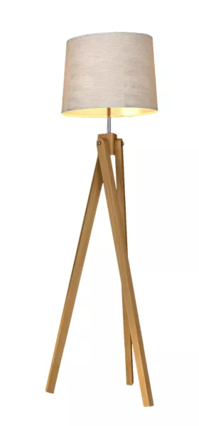 Une lampe sur pied en bois.