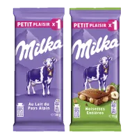 Milka lait alpin 100g + noisettes entières 95g