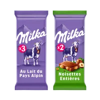 MILKA TABLETTES 200X1 1E Milka tablettes lait alpin (3x100g) et noisettes (2x100g)