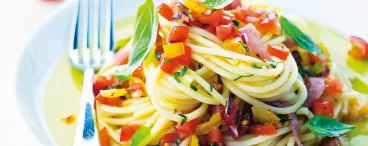 Spaghettis aux tomates multicolores