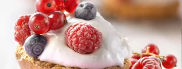 Briochettes grillées Heudebert®, mousse aux fruits rouges